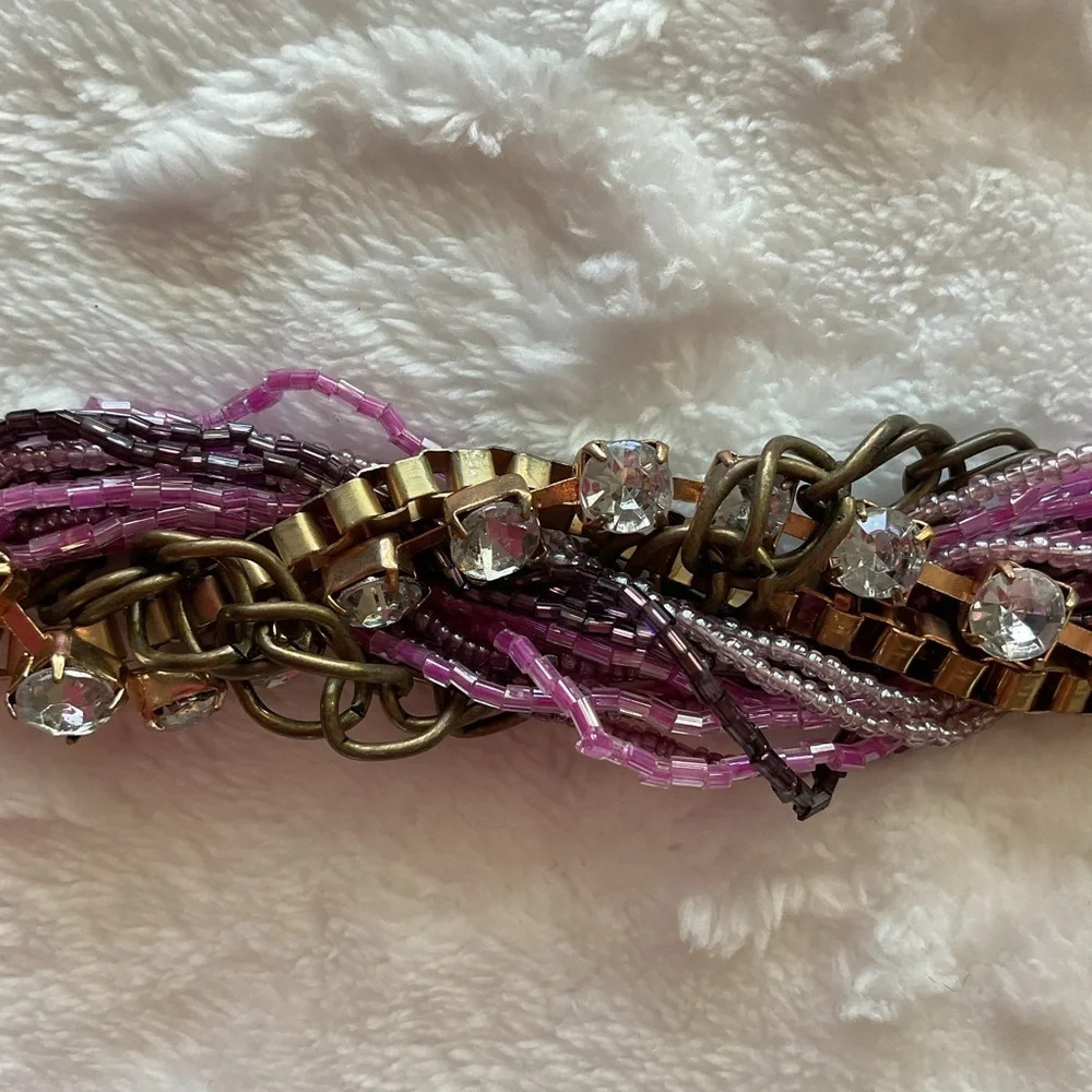 Purple Braided Bib Statement Necklace 21” Chunky Collar Bold Fashion Accessory - Picture 4 of 4